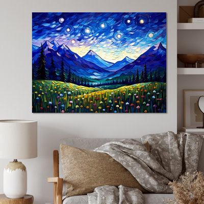«Vangogh Starry Night Over The Mountains», encadré sur toile par Vincent Van Gogh, peinture