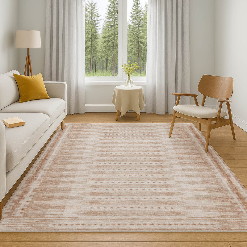 Premium Machine Washable Ashlynn Border Rug, Rectangle 3' x 5'