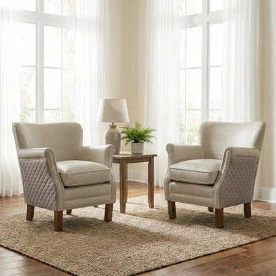 26'' W Small Top-grain Genuine Leather Upholstered Armchair (set Of 2)