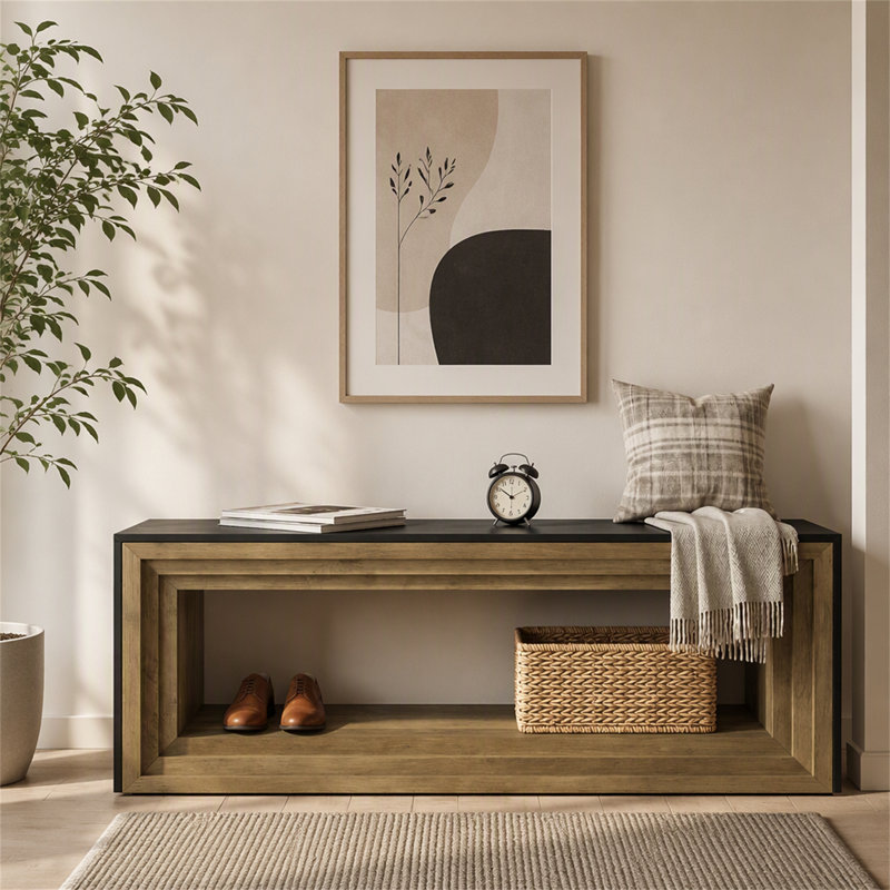 Banc d'entrée 63 "avec rangement pour chaussures, banc de ferme pour couloir
