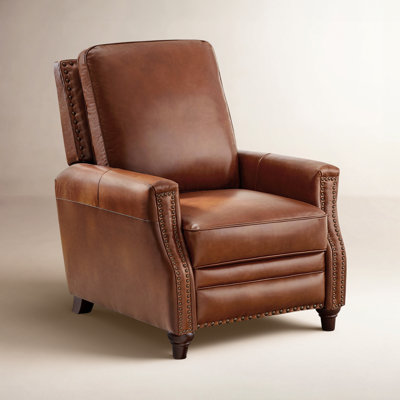 Andrena Genuine Leather Recliner with Nailhead Trim