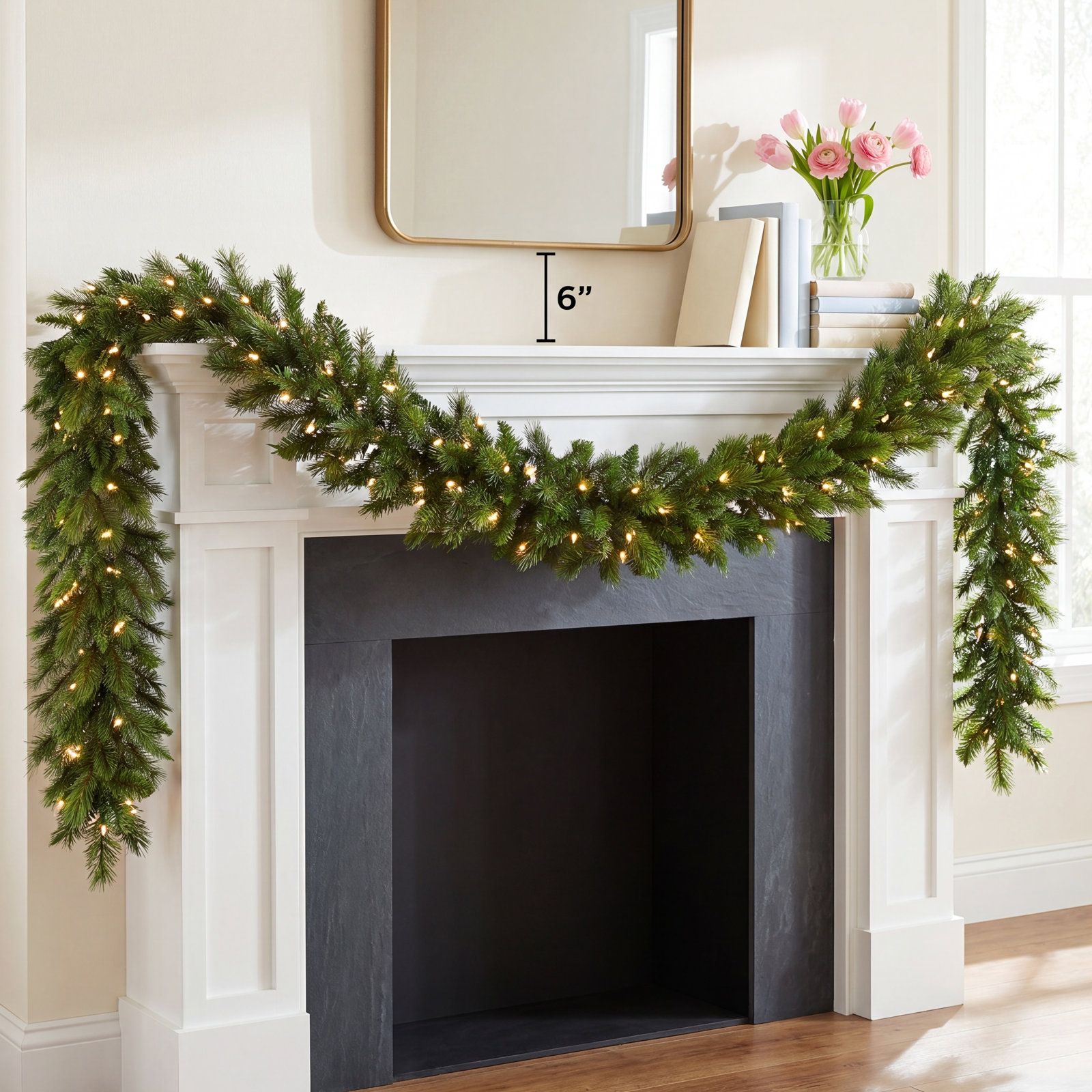 PVC Greenery 108" Pre-Lit Belgium Garland