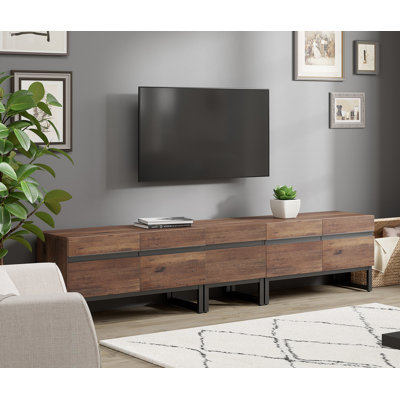 Meuble télé Aadam, meuble télé 4 en 1 avec armoires de rangement et base en métal, console multimédia pour le salon