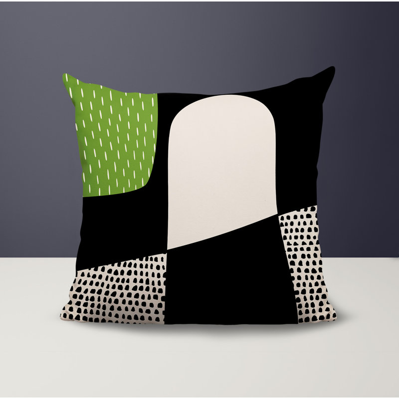 Coussin carré intérieur / extérieur pia, H 19 po x l 19 po, Chartreuse / noir / blanc cassé