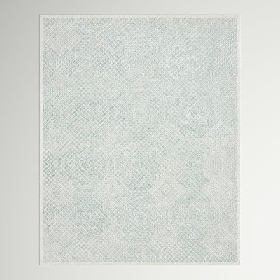 Theresa Hand-Tufted Blue/Ivory Geometric Wool Rug