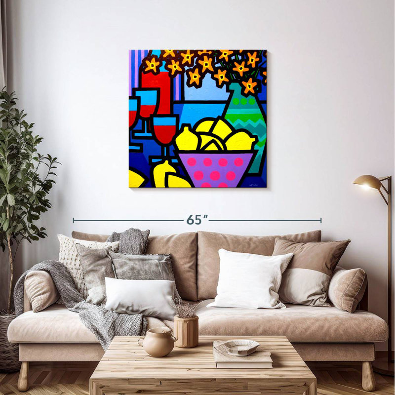 Yarlin Wine Lemons And Flowers, 36" H x 36" W