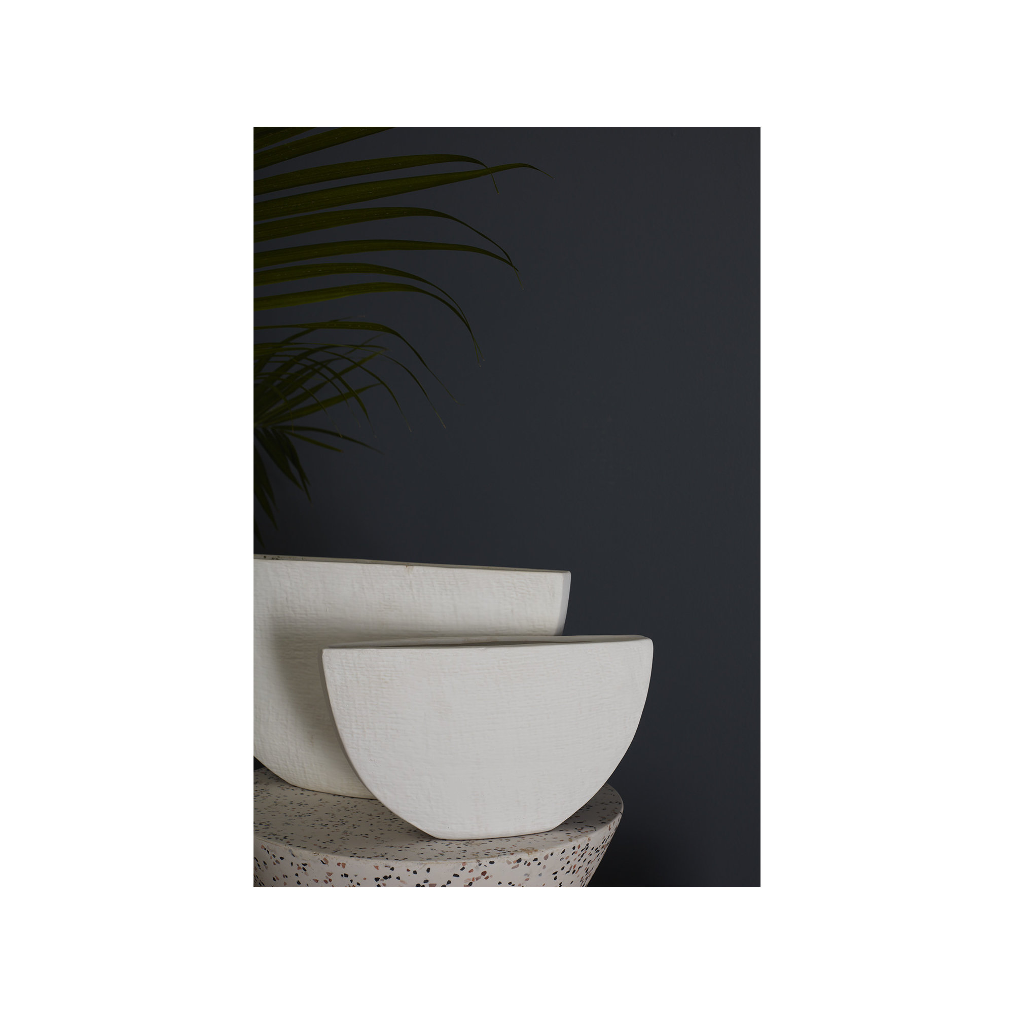 Handmade Ceramic Pot Planter, White, 5.75" H x 10.5" W x 2.5" D