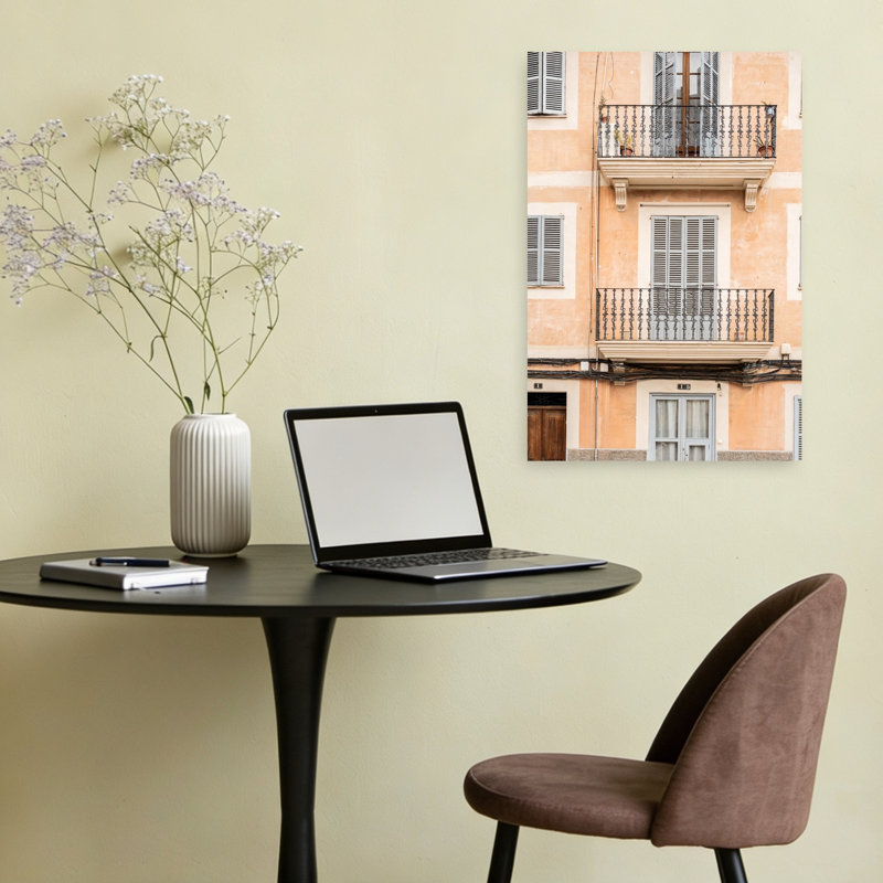 Impression d'art mural urbain rustique traditionnel, balcons de pêche pittoresques, 24" H x 16" W