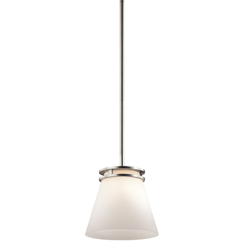 Luminaire suspendu conique à 1 lumière Chesire, Nickel brossé