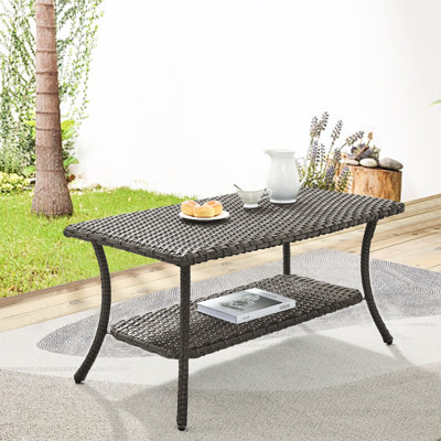 Table basse d'extérieur en rotin à 2 niveaux Jomeka