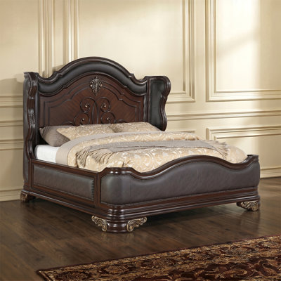 Faxon Leather Wingback Bed