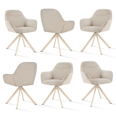 48.5 cm H Linen Low Back Armchair in Beige