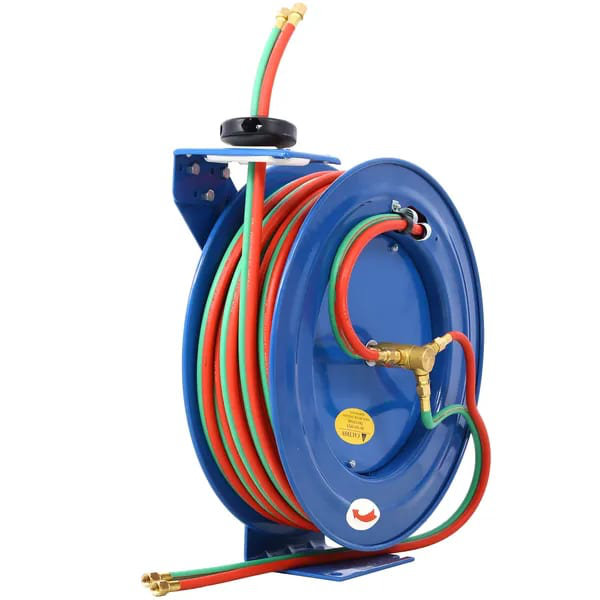 Enrouleur de tuyau de soudage rétractable de 1/4 po x 100 pi pour tuyaux simples en caoutchouc acétylène à l'oxygène STD Duty Max 200PSI