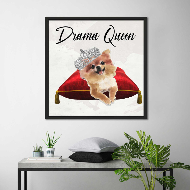Drama Queen Pomeranian (Square) par By Jodi - impression, Cadre flottant noir, H 27,5 po x l 27,5 po x P 2 po