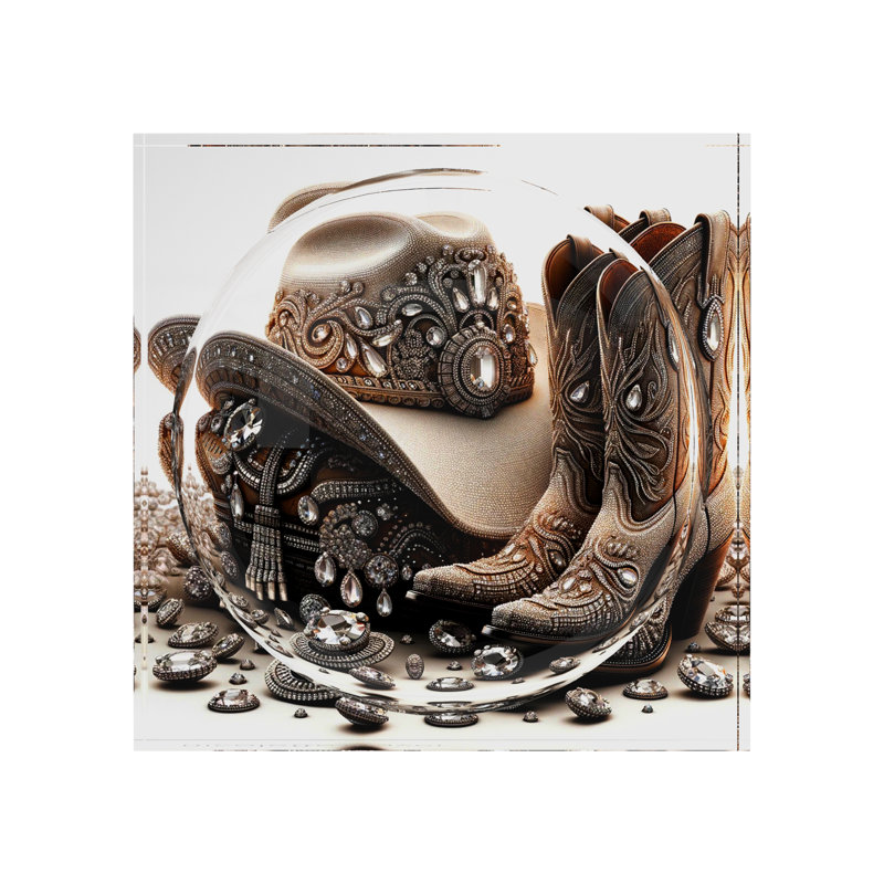 Bling Cowgirl Acrylic Decorative Tray, 6"W x 6"D x 2"H