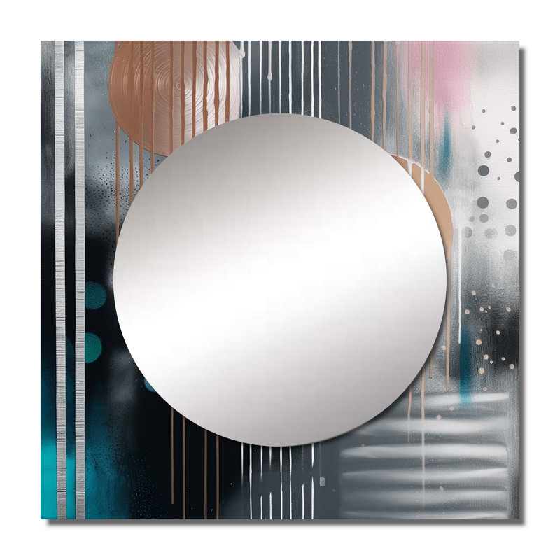 Mankato - Grand miroir mural carré en marbre abstrait pour chambre à coucher, 29 po x 29 po