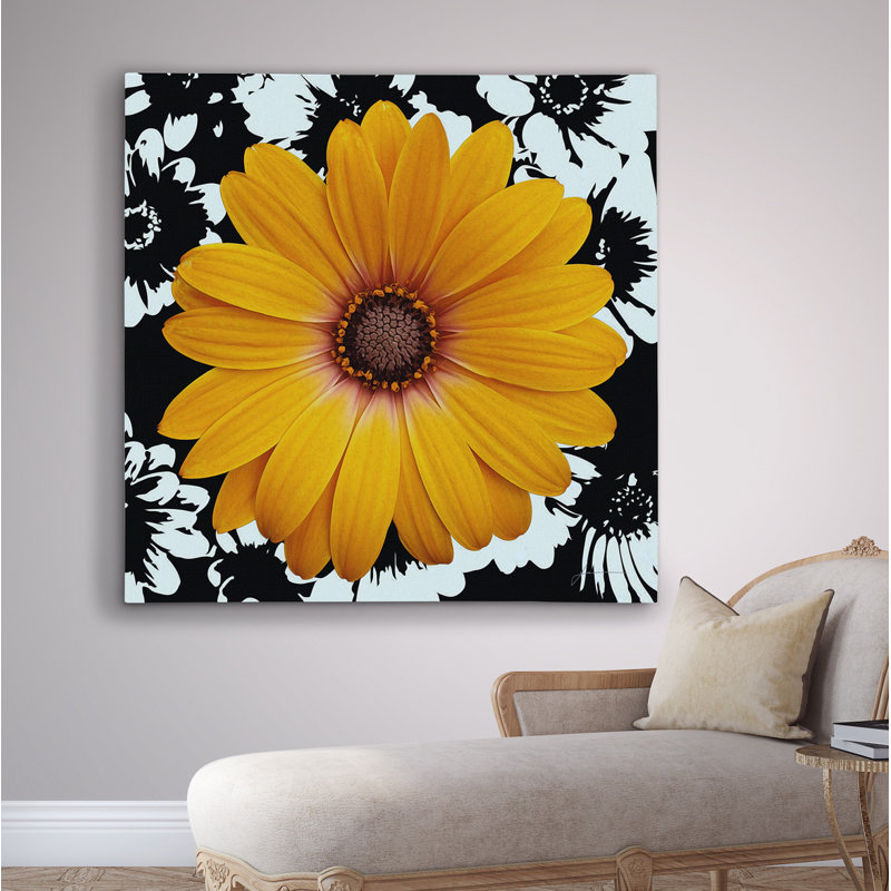 «Black and Bloom I», reproduction de peinture à l'huile, Toile tendue, H 16 po x l 16 po x P 1,5 po