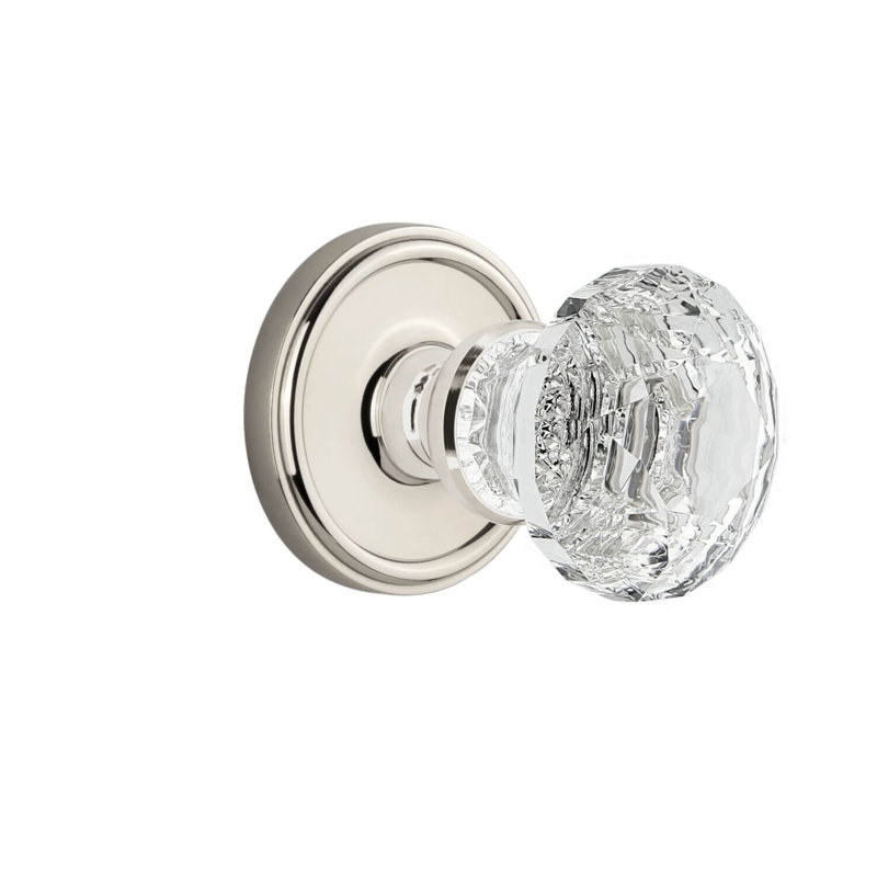 Rosette Grandeur Georgetown avec poignée en cristal brillant, Nickel poli