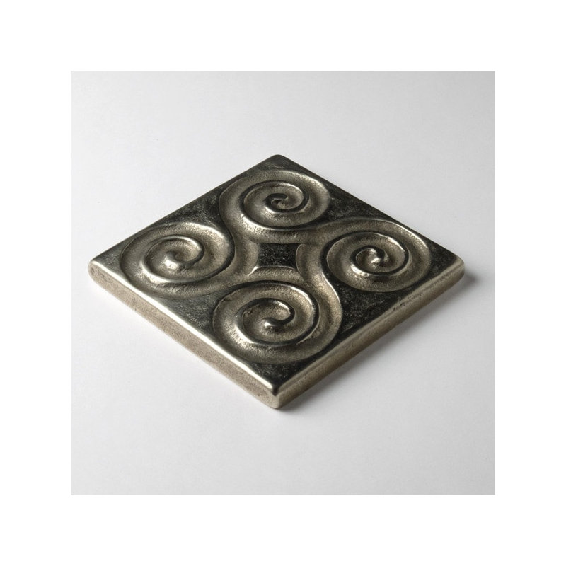 3" x 3" Metal Pinwheel Decorative Tile Insert, White Bronze