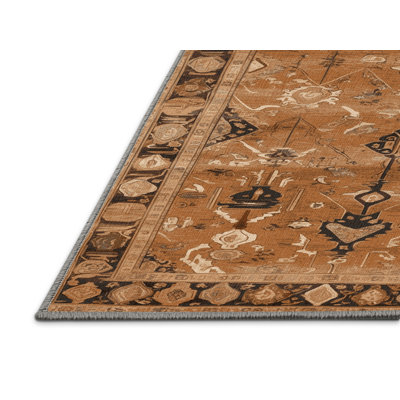 Machine Washable Persian Brown Area Rug