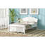 Lit plateforme double en bois avec tête de lit double, blanc