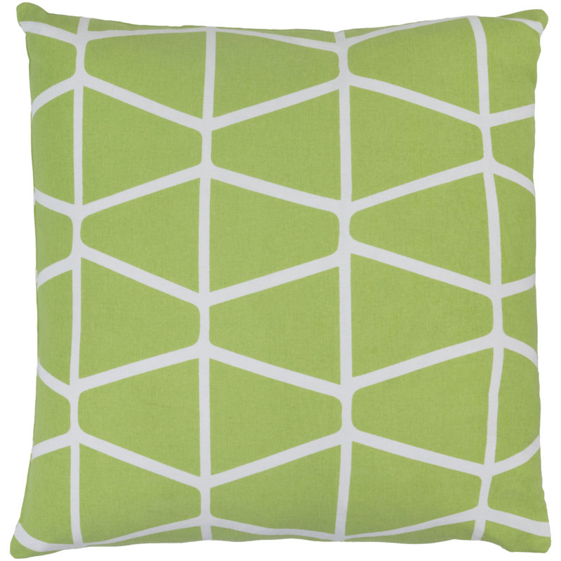 Somerset Geometric Cotton Pillow Cover, 22" H x 22" W x 0.25" D, Mint\White