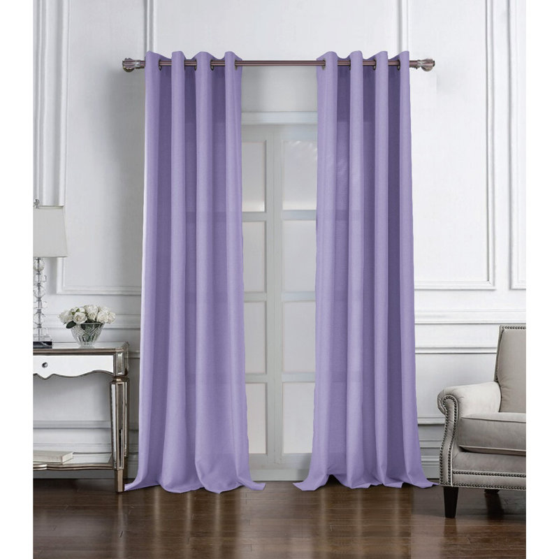 Cole Textured Semi Sheer Window Curtain Panel, 54" W x 95" L, Lilac