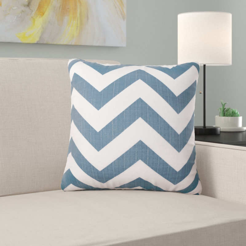 Housse de coussin carrée à chevron Shantel, H 20 po x l 22 po, Bleu