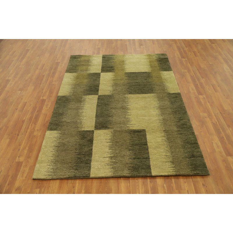Tapis moderne géométrique de style Gabbeh 6 x 8 dans des tons de terre subtils