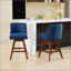 Tabourets de bar pivotants à hauteur de comptoir avec siège de 26 po, conception rembourrée confortable en bleu pour les cuisines et les bars modernes-1545269779