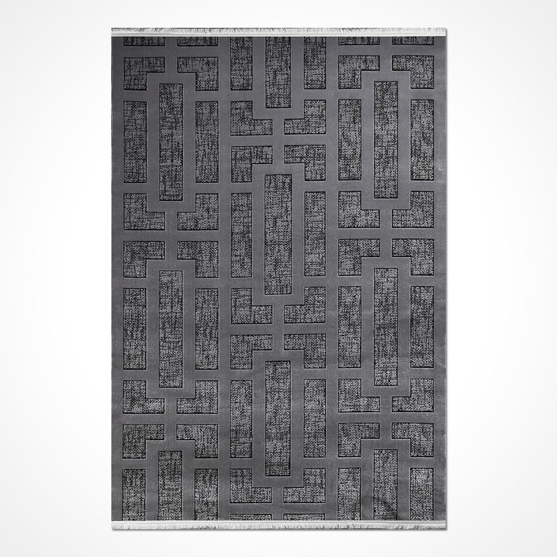 Tapis gris moderne lavable à la machine, Rectangle 4 pi x 5 pi 9 po