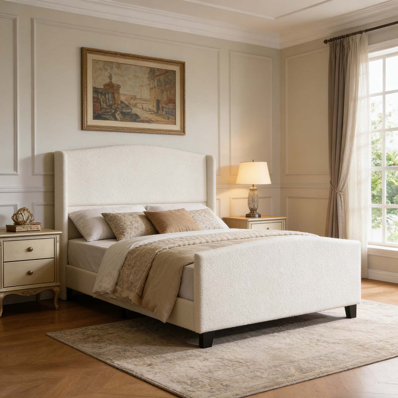 Tête de lit tapissier à dossier haut Elegant Design, Grande capacité, Blanc