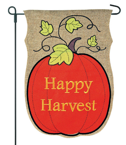 Drapeau de jardin en polyester 21 po x 14 po Galiena Happy Harvest