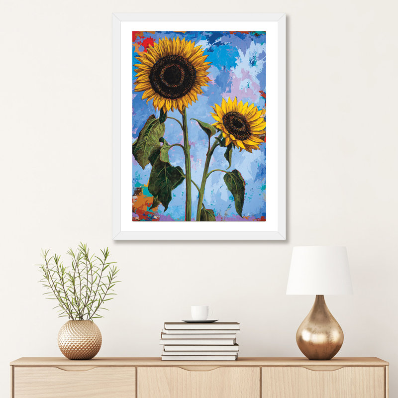 Tournesols I par David Palmer - reproduction d'art, H 32 po x l 24 po x P 1 po, Encadré par un papier blanc