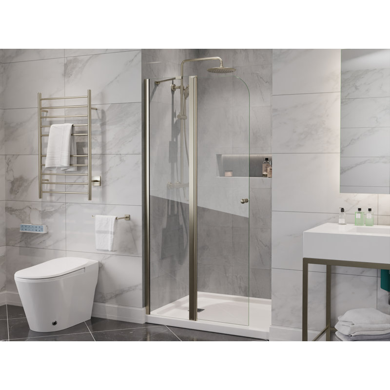 Anzzi 33.3” W x 72” H Frameless Shower Door, Clear/Nickel