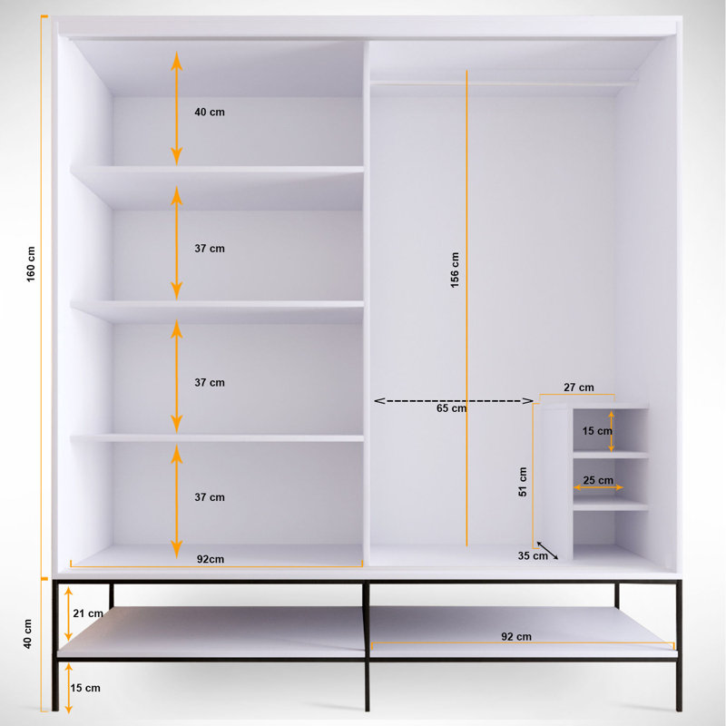 Calidia 2 Door Manufactured Wood Wardrobe, 200cm H x 190cm W x 57cm D