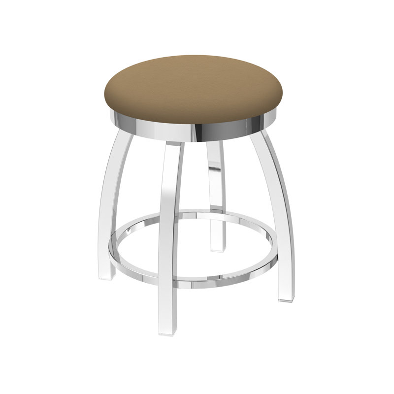 802 Misha Swivel Vanity Stool with Upholstered Seat, Chrome, Vinyl-Canter Sand