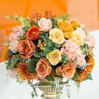Bouquet of Orange Flowers 1 Piece Wrapped Canvas Wall Art