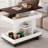 Adjustable End Table With Wheels, 360°rotating Top, Storage Space, Wood Grain Texture And Vertical Striped Design-2071764992