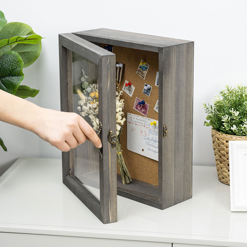 Earleton Gray Solid Wood Storage Shadow Box Picture Frame