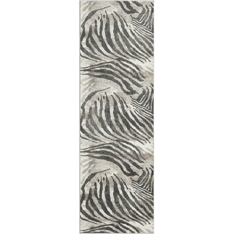 Tapis ivoire à imprimé animal, Tapis de couloir 2 pi 8 po x 8 pi