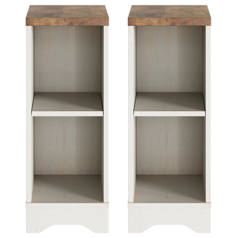 Ensemble de 2 petites tables de bout pour le salon, canapé d'appoint en bois de 23,6 po avec 4 espaces de rangement ouverts et tablette réglable pour lit, Hallyway, blanc crème