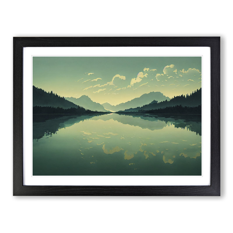 Mountain Lake Reflection Vol.6 - Framed Print, Black Framed, 25cm H x 34cm W x 2cm D