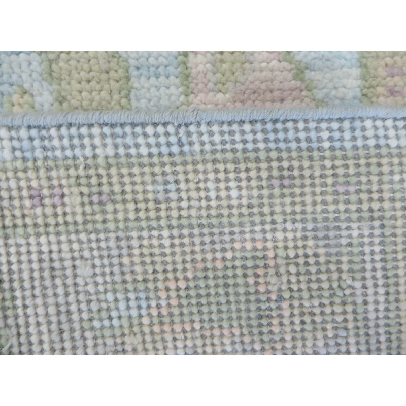 Tapis de couloir oriental bleu ciel moderne noué à la main 3 po 2 x 14 po G12316