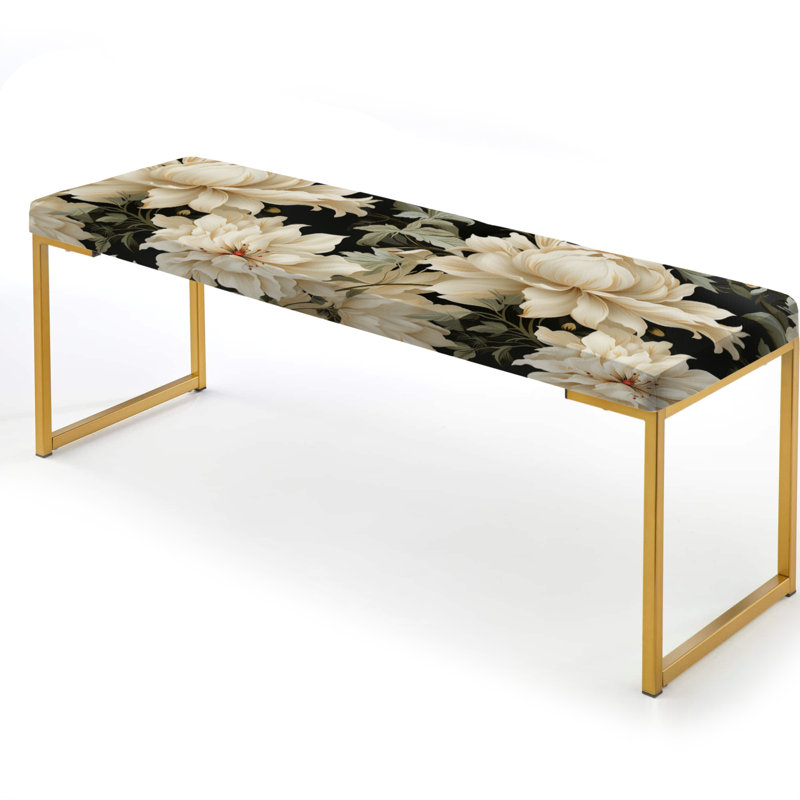 Banc rembourré or, Ethereal Rococo Flourish Victorian Pattern XXVIII