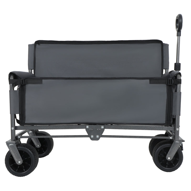 Chariot de jardin 3-en-1 gris avec chariot pliant robuste de 500 lb avec roulettes tout-terrain, Gris