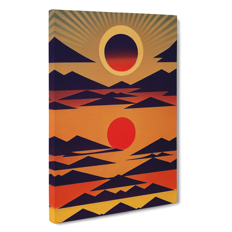 XC1022-418X Abstract Sunset Over Mountains No.3 - Wrapped Canvas Print, 50cm H x 35cm W x 3cm D