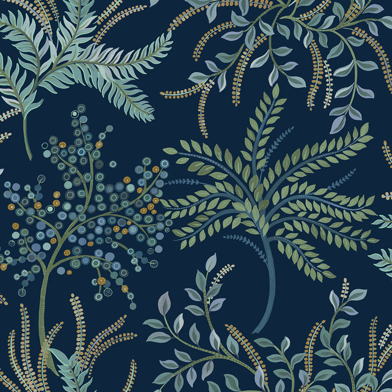 Rouleau de fleurs Ashantee, Orange / bleu / bleu sarcelle