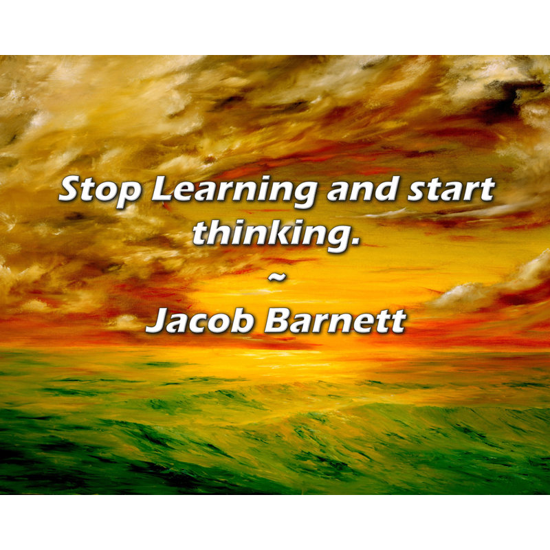 Citation de Jacob Barnett: Arrêtez d'apprendre et commencez à penser., H 20 po x l 24 po