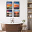 «Vibrant Orange & Blue Sunset Ocean Beach Pier», ensemble de 4 impressions murales colorées, encadrées sur papier, 4 pièces-93012581-93012582